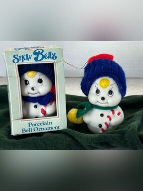 Vintage Giftco Snow Bells Porcelain Snow Men